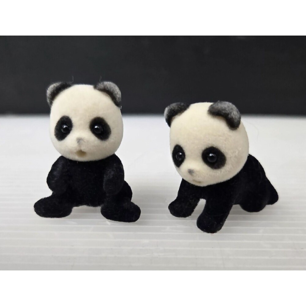 Calico Critters Wilder Panda Bear Baby Twins Sitting Crawling Pair RARE